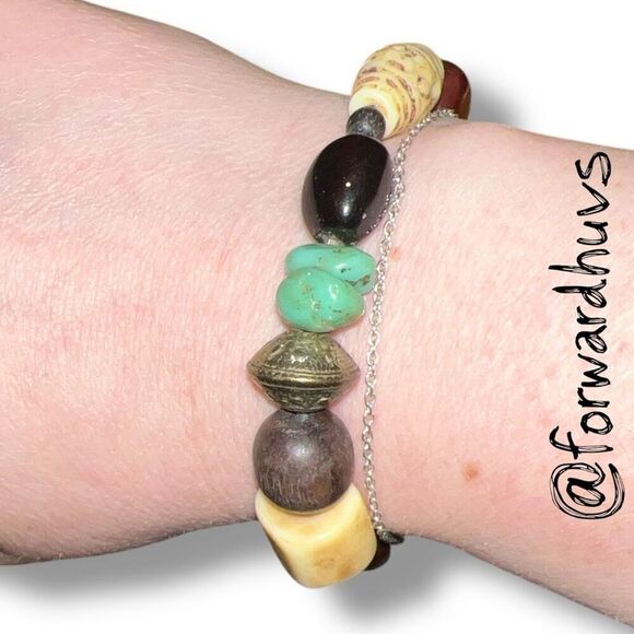 Bundle Sale 3 for $15 | Mixed Bead Stretch Bracelet – Eclectic Earth Tones - Picture 1 of 7